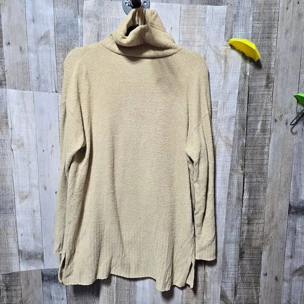 Barefoot Dreams CozyChic Lite Half Zip Tunic Sweater Biscotti Large Comfy Lounge - Picture 3 of 5